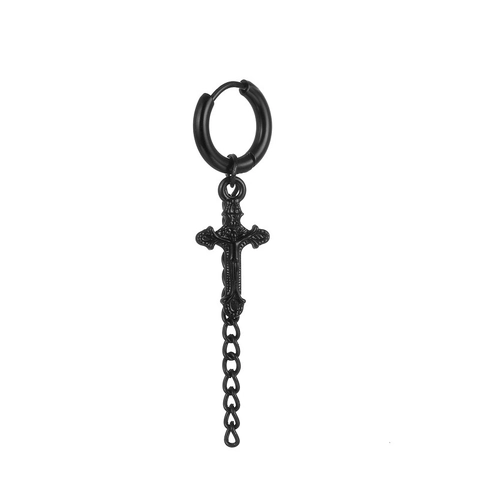 Edelstahl Ohrreifen Mit Kette Kreuz Feder Totenkopf Klinge Anhänger Hip Hop Punk Gotik Schmuck Für Damen Herren