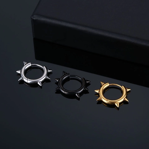 Punk Edelstahl Spike Ohrstecker Herren Damen Rock Gothic Creolen Rund Kreis Nieten Körper Schmuck Zubehör