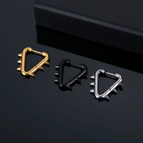 Punk Edelstahl Dreieck Nieten Ohrringe Für Herren Damen Chirurgischer Stahl Geometrischer Industrie Stil Schmuck