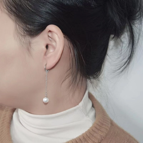 Minimalistische Edelstahl Lange Quastenohrringe Ohrenclip Ohrmanschette Ohne Piercing Künstliche Perlen Damen Einfacher Schmuck Geschenk