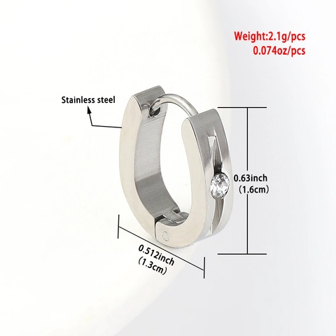 Orecchini a Cerchio Huggie a Forma di U in Acciaio Inossidabile 316L Minimalisti Con Intarsio di Zirconia Oro Argento Nero Gioielli Unisex
