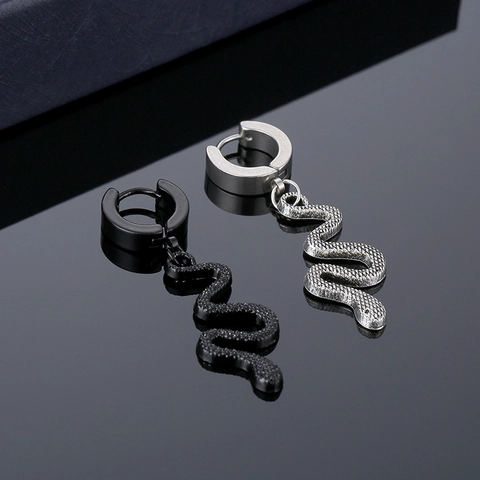 Punk Gothic Stainless Steel Snake Hoop Earrings For Women Men 316L Surgical Steel Animal Dangle Earrings Jewelry Gift