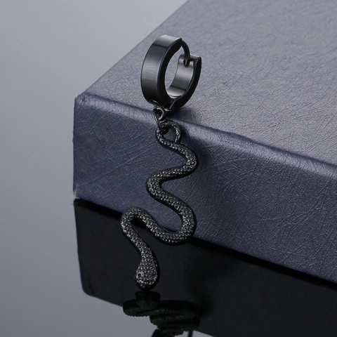 Punk Gothic Stainless Steel Snake Hoop Earrings For Women Men 316L Surgical Steel Animal Dangle Earrings Jewelry Gift
