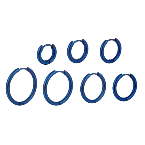 Edelstahl Creolen Für Damen Herren Blau Minimalistisch Galvanisiert Geometrisch Rund Kreis Piercing Ohrringe Schmuck
