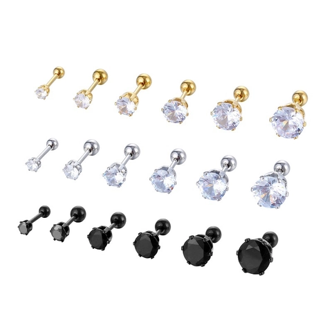 Mode Edelstahl Zirkon Ohrstecker Für Damen Herren Rund Geometrisch Schraubverschluss Ohrknochenstecker Minimalistischer Schmuck