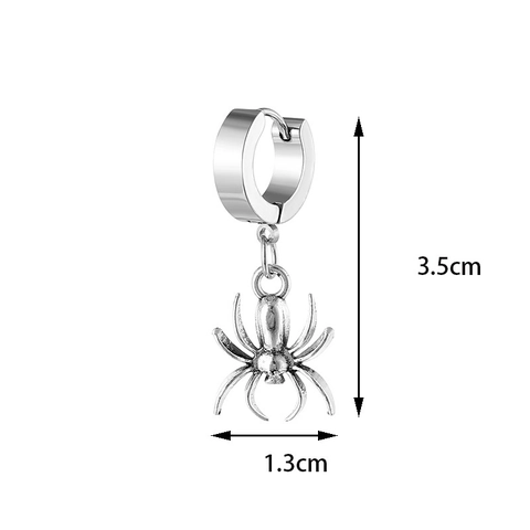 Gothik Edelstahl Spinne Anhänger Creolen Punk Unisex Tier Insekt Schmuck Für Halloween Party Schwarz Silber