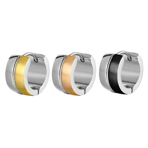 Unisex Zweifarbig Edelstahl Huggie Hoop Ohrringe Poliert Zweifarbig Geometrischer Schmuck Für Damen Herren Alltag