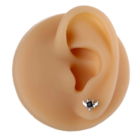 Stainless Steel Zirconia Animal Stud Earrings Exquisite Screw Back Crab Sea Turtle Bat Crown Cartilage Piercing Jewelry For Women