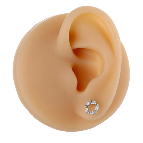 Exquisite Stainless Steel Stud Earrings Zirconia Flower Heart Evil Eye Wreath Design Tiny Screw Back Ear Bone Piercing Jewelry