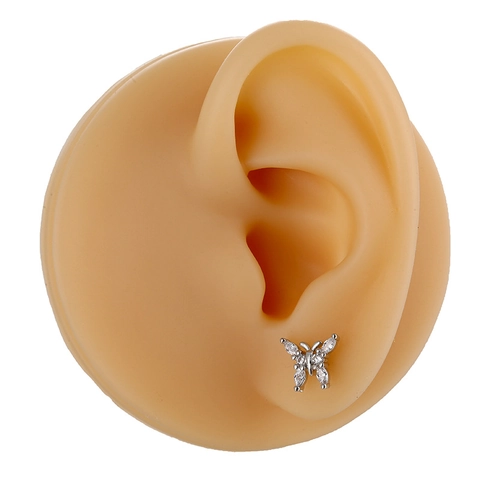 Schmetterling Zirkonia Helix Ohrstecker 316L Edelstahl Piercing Schraubverschluss Kupfer Gold Silber Tier Schmuck Für Damen