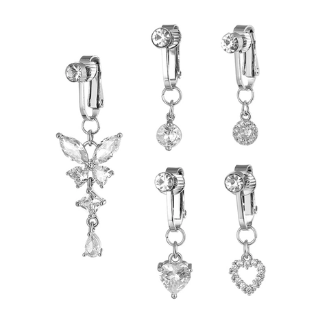 Niet Piercing Vlinder Hart Zirkonia Navelring Sexy Koper Ingelegd Strass Navelsieraden Voor Vrouwen