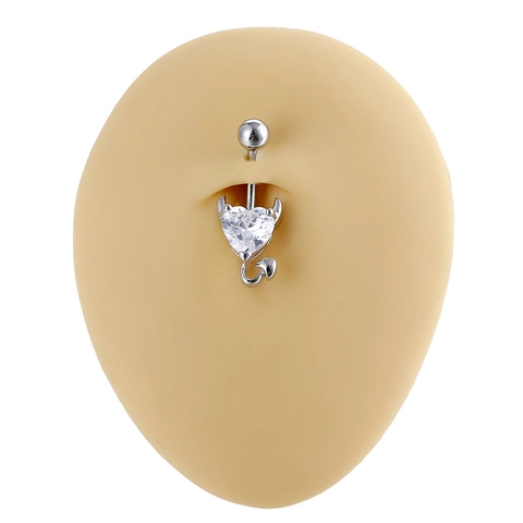 Piercing all'Ombelico a Cuore di Diavolo in Acciaio Inossidabile Rame Zirconia Gioielli per Donna Moda Corno e Coda di Diavolo