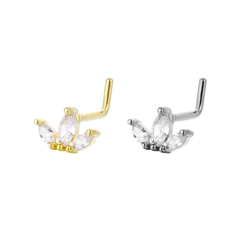 Piercing De Nariz En Forma De L De Cobre Con Zirconia Cúbica Corte Marquesa Joyas De Piercing Para Mujer Hombre Regalo