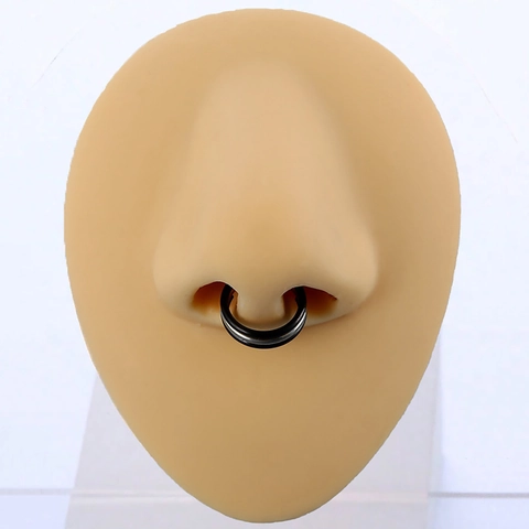 Triple Layer Color Block Nose Ring Copper Vacuum Plated Hinge Clicker Piercing Jewelry For Women Men Daily Wear Accessory