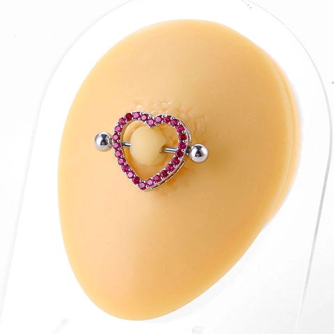 Edelstahl Hohl Herz Nippelring Zirkonia Eingelegt Sexy Körper Piercing Schmuck Für Damen Mode Nippel Bar Piercing
