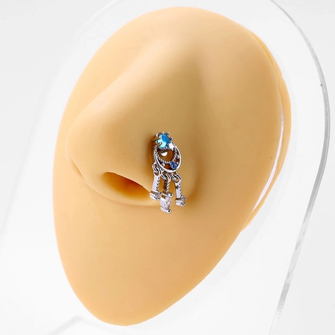20G L-Form Kupfer Zirkon Nasenstecker Für Damen Stern Mond Herz Flügel Anhänger Körper Piercing Schmuck Gold Silber Nasenring