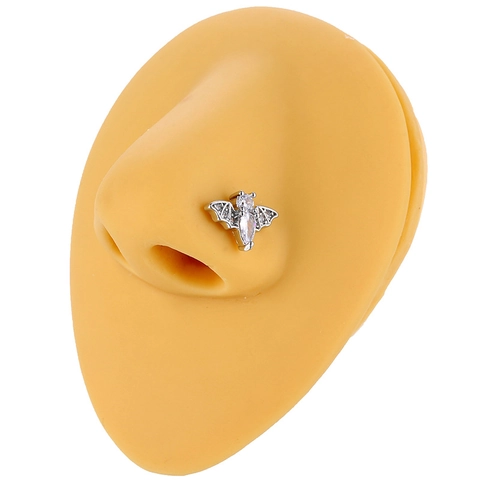 Copper Zircon Bat Nose Stud L-Shaped Piercing Jewelry For Men Women Gothic Style Nose Ring Body Piercing Accessories