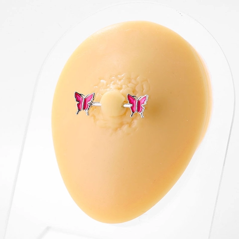 Sexy Butterfly Nipple Ring For Women Copper Enamel Barbell Body Piercing Jewelry Silver White Red Butterfly Nipple Stud