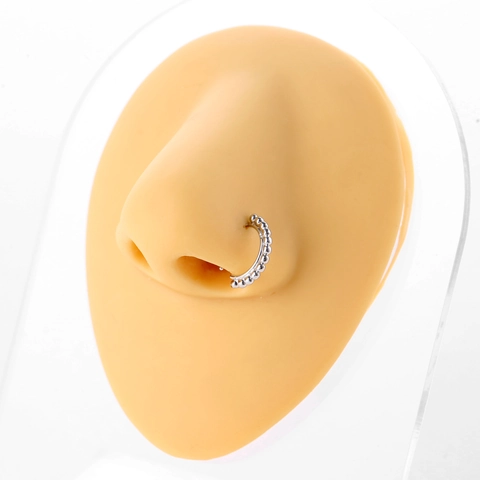 Anello al Naso in Rame con Perline Minimalista Cerchio Rotondo Piercing Gioielli per Donna Uomo Oro Argento Placcato