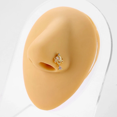 Bijou de Nez Sexy Forme en L 20G en Cuivre Zircone pour Femme Étoile Cœur Planète Couronne Nœud Papillon Piercing