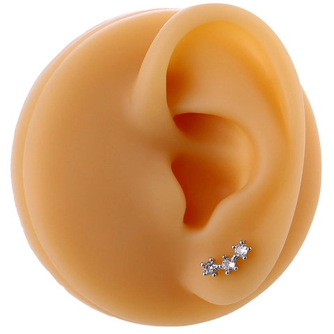 Orecchini a Bottone in Acciaio Inossidabile con Zirconia e Nappina Semplici Gioielli in Oro Argento Placcato Catena per Donna Ragazze