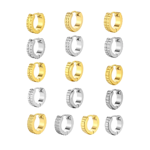 Edelstahl Zahnrad Huggie Ohrringe Für Damen Herren Hip Hop Punk Geometrisch Poliert Schmuck Accessoire Unisex Gold Silber