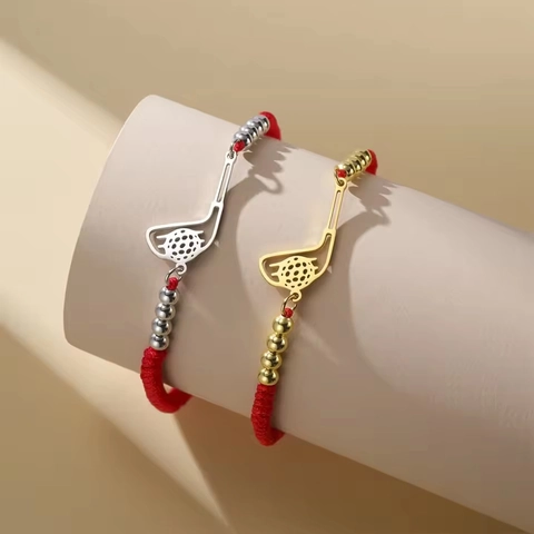 Edelstahl Tennisschläger Golfschläger Armband Für Damen Herren Verstellbares Geflochtenes Seil Sport Schmuck Geschenk Sportliches Charm Armband