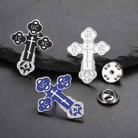 Spilla a Croce Ortodossa in Acciaio Inossidabile 304 Smaltata Religiosa Con Lettere IC XC per Abiti Camicie Gioielli Unisex Regalo