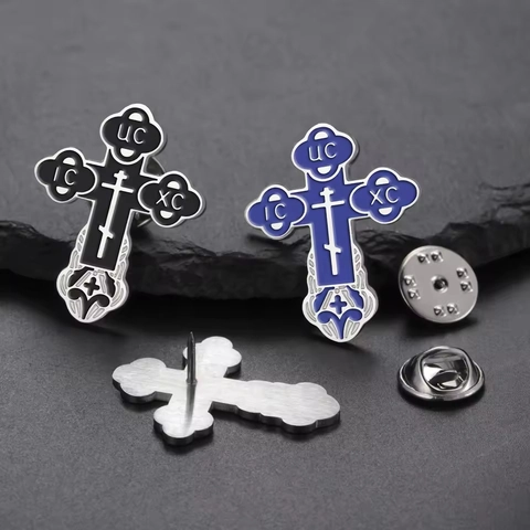 Spilla a Croce Ortodossa in Acciaio Inossidabile 304 Smaltata Religiosa Con Lettere IC XC per Abiti Camicie Gioielli Unisex Regalo