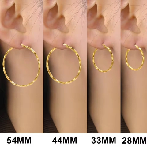 Boucles d'Oreilles Créoles Torsadées en Spirale pour Femmes Acier Inoxydable 304 Plaqué Or 18K Bijoux Géométriques Ronds