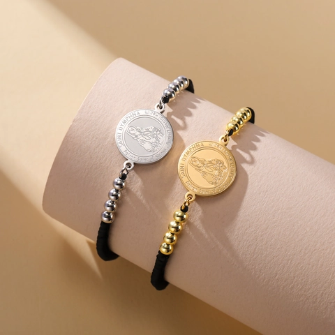 304 Stainless Steel Saint Dymphna Pendant Bracelet Mental Health Patron Saint Religious Jewelry For Men Women Gift