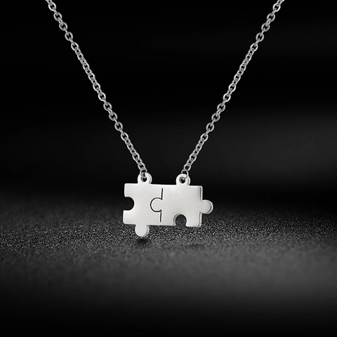 Collana con Ciondolo a Forma di Puzzle in Acciaio Inossidabile per Coppie Uomo Donna Girocollo Minimalista Oro Argento Gioielli Festa Regalo di San Valentino