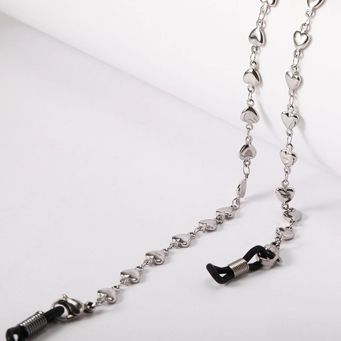 Titanium Steel Heart Cross Bead Glasses Chain For Women Fashion Sunglasses Lanyard Mask Holder Anti-lost Strap Accessory