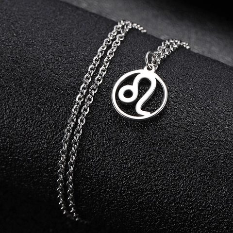 Minimalist Stainless Steel Twelve Zodiac Signs Hollow Round Pendant Necklace For Women Men Astrological Jewelry Birthday Gift