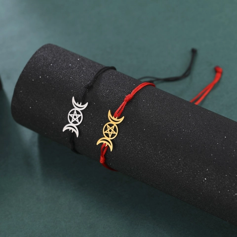 Dreifache Göttin Pentagramm Armband Edelstahl Verstellbares Seil Wicca Spiritueller Schmuck Für Damen Herren Geschenk