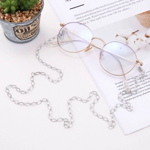 Copper Hollow Geometric Rhombus Glasses Chain Anti-Slip Mask Lanyard For Women Sunglasses Neck Strap Holder Rose Gold Silver