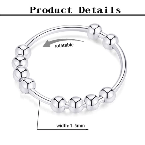 Titanstahl Anti Angst Ring Für Damen Herren Mit 10 Rotierenden Perlen Minimalistischer Stressabbau Fidget Ring Mode Schmuck