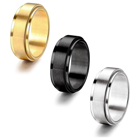 Anillo Spinner Giratorio de Acero de Titanio Cepillado Mate Banda de Alivio del Estrés para Hombres Mujeres Joyería Minimalista