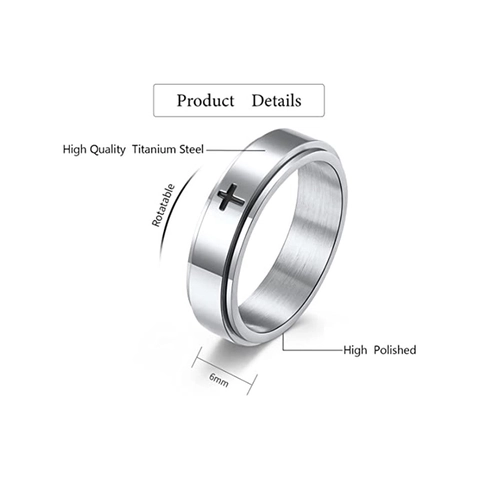 Anillo Spinner de Cruz de Acero de Titanio Para Hombres Mujeres Alivio del Estrés Ansiedad Fidget Ring Banda Rotativa Joyería
