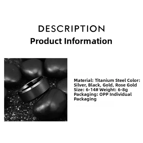 Anillo Minimalista de Acero de Titanio Cepillado Mate Con Borde Biselado Pulido para Hombre Mujer Unisex Alianza de Boda Joyería de Moda