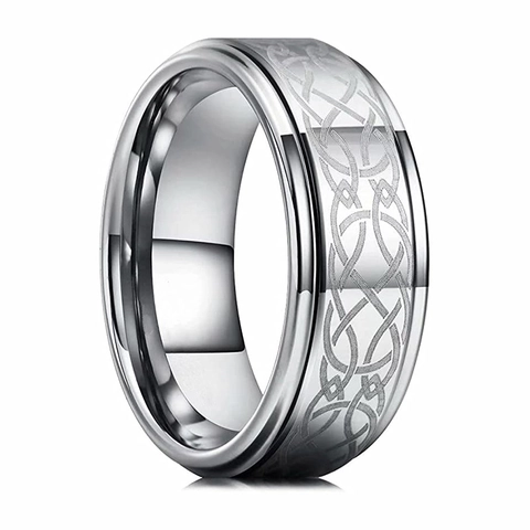 Bague Nœud Celtique en Acier Inoxydable pour Homme Vintage Finition Mate Gravée au Laser Bijoux Minimalistes