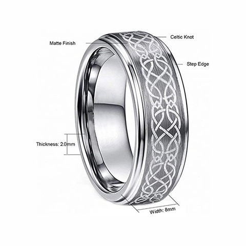 Bague Nœud Celtique en Acier Inoxydable pour Homme Vintage Finition Mate Gravée au Laser Bijoux Minimalistes