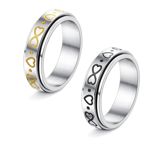 Anello Spinner in Acciaio Inossidabile 316 Con Cuore e Infinito Per Sollievo Ansia Gioielli Per Uomo Donna