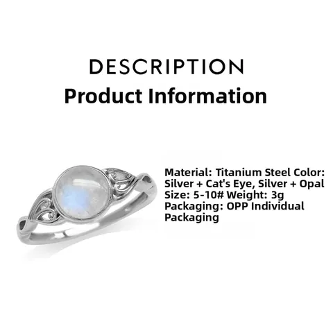 Vintage Edelstahl Mondstein Ring Für Damen Herren Keltischer Knoten Hohl Filigran Silber Farbe Retro Schmuck Geschenk