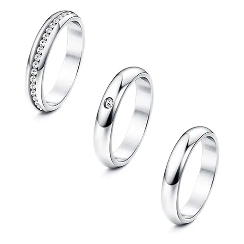 Anillo de Zirconia de Acero de Titanio Minimalista para Hombres Mujeres Chapado en Oro Plata Arco Geométrico Joyería Anillo