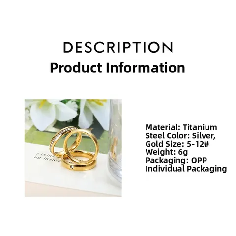 Anillo de Zirconia de Acero de Titanio Minimalista para Hombres Mujeres Chapado en Oro Plata Arco Geométrico Joyería Anillo