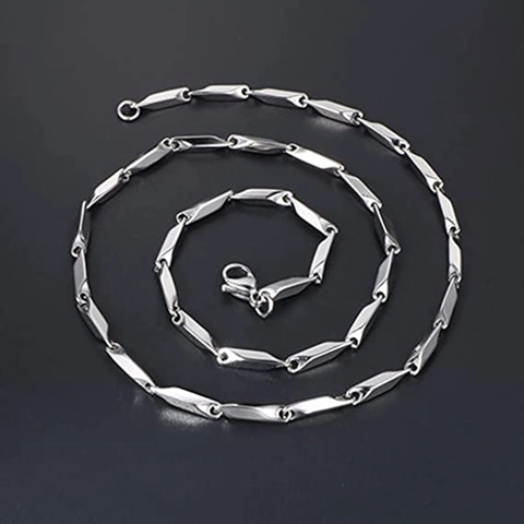 Minimalist Stainless Steel Bar Link Chain Necklace For Men Women Silver Color Industrial Geometric Neck Chain Jewelry Gift