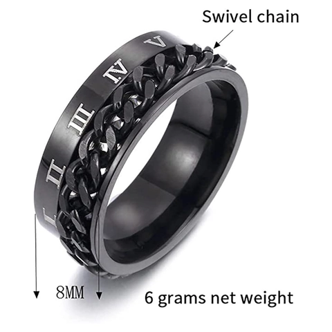 Rotatable Roman Numeral Chain Ring For Men Women Titanium Steel Spinner Anxiety Ring Personality Finger Band Jewelry Gift