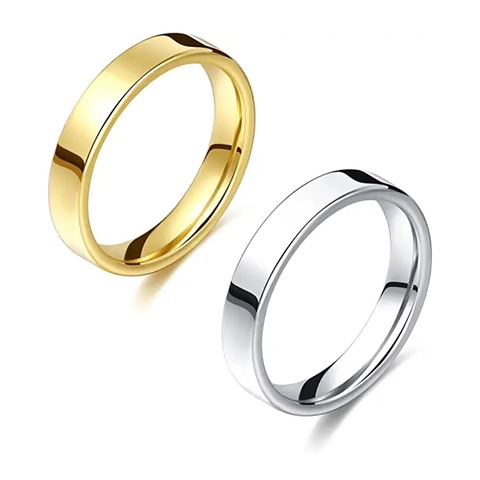 Anillo de Banda Simple de Acero Inoxidable 316L Para Hombre Mujer Oro Plata Superficie de Espejo Pulida Joyería Geométrica