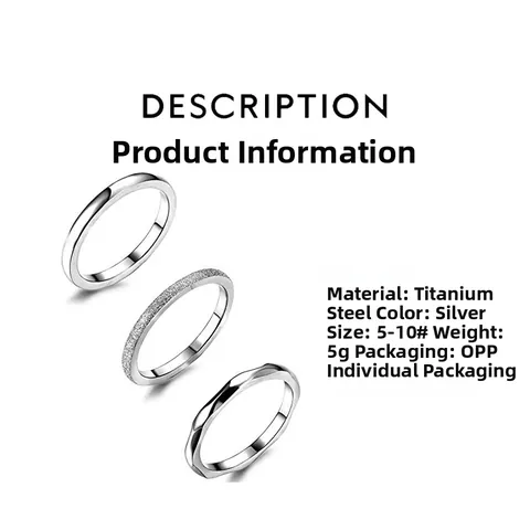 Minimalist Stainless Steel Stacking Rings Set For Women Rose Gold Silver Tone Polished Sandblasted Wave Geometric Band Rings Jewelry
